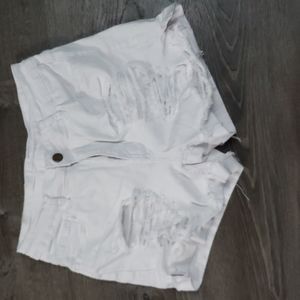 Roswell White Destroyed Denim Shorts Size M (8-10)